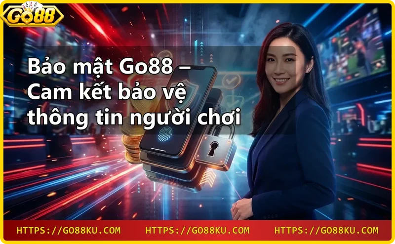 Người chơi an tâm với bảo mật Go88 – điện thoại có biểu tượng khóa và đồng xu vàng