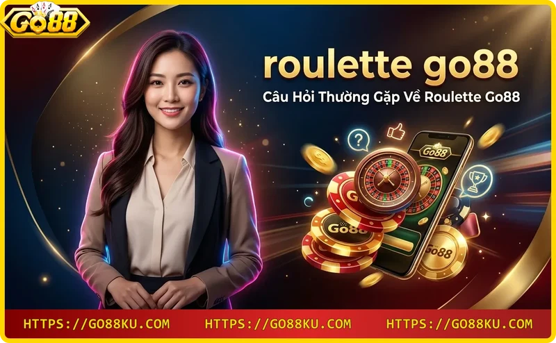 Smartphone showing a roulette game at Go88 on a casino table.