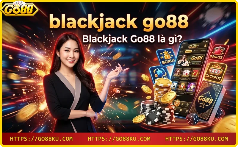 Tay bài Blackjack đạt 21 điểm với Át và K, chip vàng và ánh sáng neon